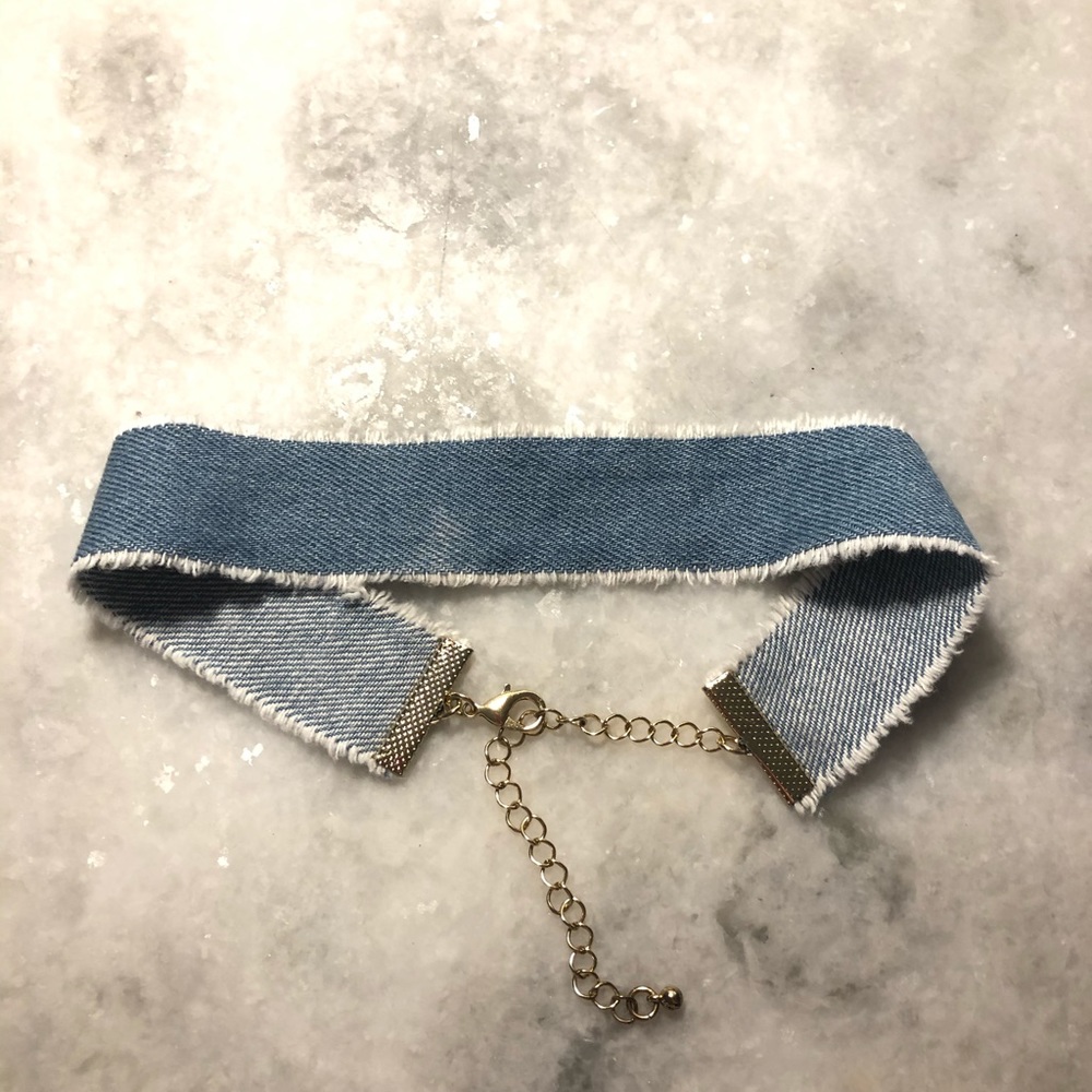 Denim Frayed Choker